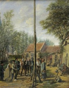Villagers Around A May-pole — Joseph Bles