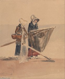 Two Girls With Shrimping Nets — Peter De Wint