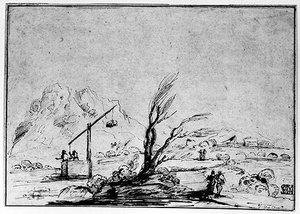 Landscape With Figures And A Wel — Guercino