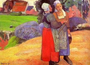 Two Breton Peasants On The Road — Eugène Henri Paul Gauguin, Post-impressionism
