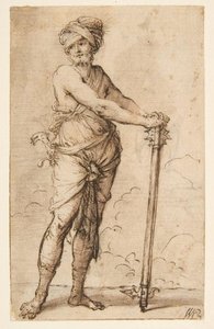 Turbaned Warrior Holding A Mace — Salvator Rosa