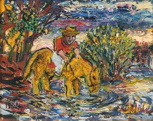 Man On A Yellow Horse — David Davidovich Burliuk