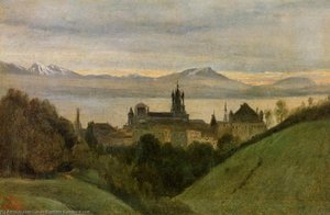 Between Lake Geneva And The Alps — Jean-baptiste-camille Corot, Romantic Landscape Romantic Landscape