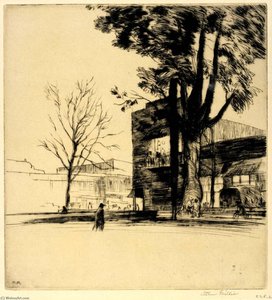 Plaza, Twilight — Arthur Millier, Realism