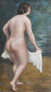 Nude On The Beach With A White Towel — Georges Van Houten