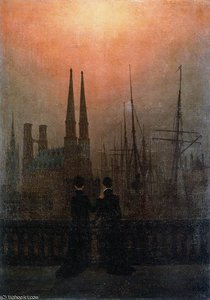 Sisters On The Balcony — Caspar David Friedrich, Romantic Landscape