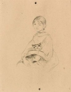 Jeune Fille Au Chat — Berthe Morisot, Impressionism