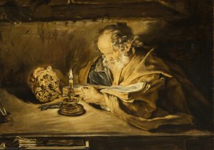 St Peter Reading — Serodine Giovanni, Caravaggist Baroque