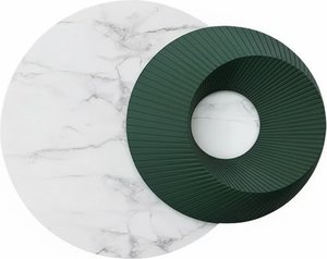 Wabi-sabi Wood Wall Sculpture: Concentric Circles In Marble & Metal