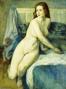 Nude In A Blue Interior — Leon Kroll