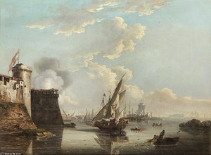 A View Of The Old Castle At Leghorn — John Thomas Serres