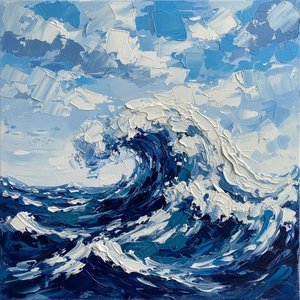 Monolithic Surge In Midnight Blue: A Sculptural Study Of Eternal Oceanic Tension — Christian Noiret
