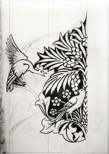 Design For Woven Fabric With Birds And Palms — William Morris
