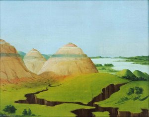The Three Domes, Clay Bluffs 15 Miles Above The Mandan Village — George Catlin