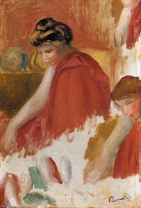 Two Women In Red Robes — Pierre-auguste Renoir, Impressionism