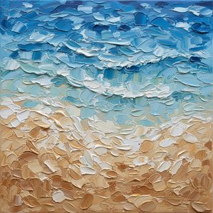 Cerulean Rhythms And Ochre Tides: A Sculpted Study Of Serene Coastal Horizons — David Moreau