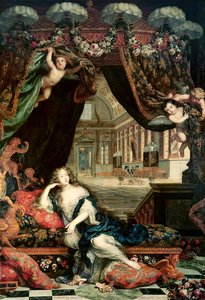 Portrait Of Madame De Montespan Reclining In Front Of Gallery Of The Chateau De Clagny — Henri Gascard