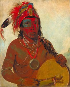 Tóh To Wah Kón Da Pee, Blue Medicine, Un Hombre De Medicina De La Banda Ting Ta To Ah — George Catlin