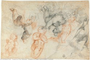 Angels In Flight And Drapery Studies — Federico Fiori Barocci