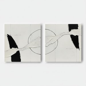 Monolithic Resonance: A Sculptural Diptych Of Intersecting Shadows And Impasto Waves — David Moreau