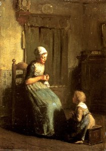Neuhuijs Albert The Knitting Lesson — Albert Neuhuys