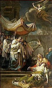 La Peste De Milan (titre Moderne) Saint Charles Borromee Communiant Les Pestiferes Dans La Ville De Milan — Anicet Charles Gabriel Lemonnier