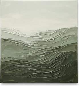 Ethereal Strata Of Moss And Cream In A Monumental Sculptural Landscape — David Moreau, Abstract Expressionism