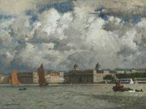 Barges Off Greenwich — Norman Wilkinson