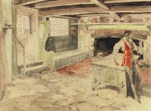 Interior-man In Red Vest — Everett Shinn