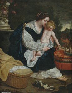 La Virgen Y El Niño Con San Juan Bautista — Abraham Janssens