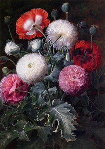 Still Life With Poppies And Other Flowers — Johan Laurentz Jensen