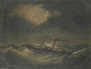 Ship 'earl Of Lonsdale' In A Storm Off Whitehaven