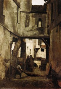The Tanneries Of Mantes — Jean-baptiste-camille Corot, Romantic Landscape Painting