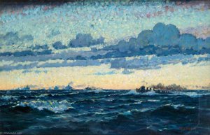 Seascape with Convoy and Evening Sky Effect
