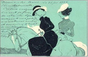 Figures On Turquoise Background — Raphael Kirchner