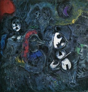 The Street Performers In The Night — Marc Chagall, Genre Painting