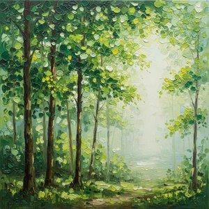 Ethereal Verdant Path Through A Luminous Mist Of Impasto Light — Christian Noiret, Contemporary Abstract
