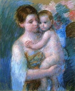 Mother Holding Her Baby — Mary Stevenson Cassatt, Impressionism