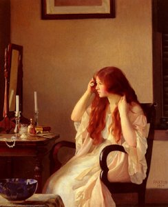 Girl combing her hair