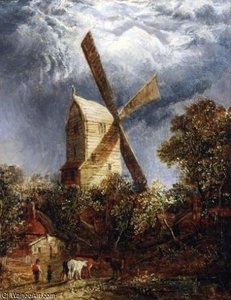 Figure And Cattle Before A Mill — Paul Jones