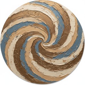 Eternal Centrifuge In Ochre And Slate: A Monumental Tondo Of Sculptural Motion — David Moreau, Contemporary Abstract