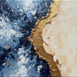 Gilded Fracture: A Monumental Study Of Oceanic Turbulence And Luminous Gold Veins — David Moreau, Plaster & Texture Art