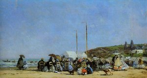 Trouville, Beach Scene — Eugène Louis Boudin, Impressionism