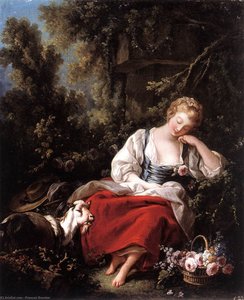 Dreaming Shepherdess — François Boucher, Rococo Style