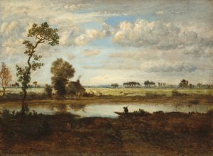 Landscape With Boatman — Théodore Rousseau (pierre Etienne Théodore Rousseau), Romanticism