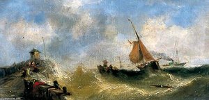 Fishing Boats Off The French Coast Beating To Windward — Adolphus Knell