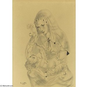 Mère Balançant Une Breloque Pour Son Enfant — Léonard Tsuguharu Foujita