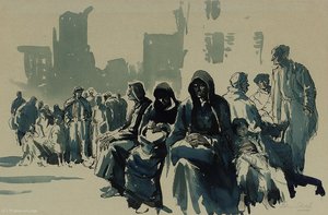 Refugees In The Square At Savigno — Edward Seago