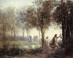 Orpheus Leading Eurydice From The Underworld — Jean-baptiste-camille Corot, Romantic Landscape