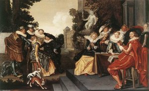 Music-making Company On A Terrace — Dirck Hals